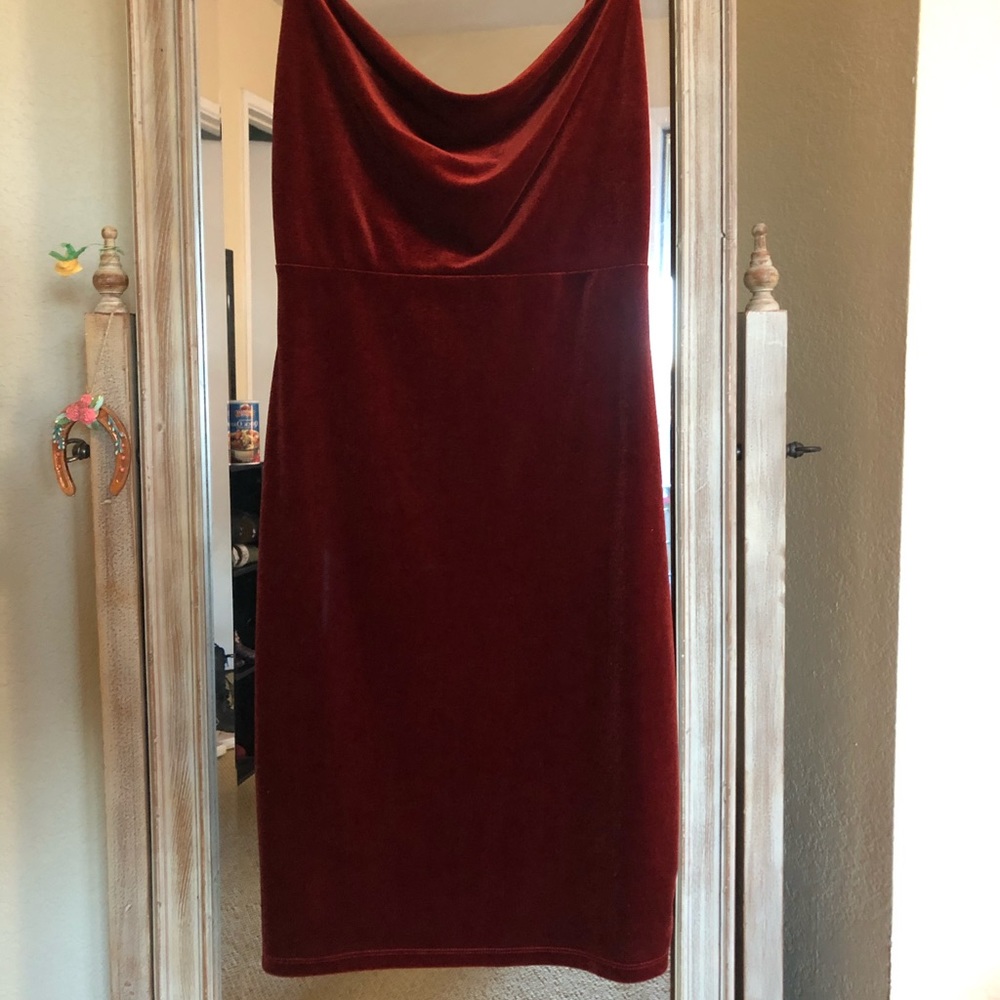 Deep Rust Velvet Dress